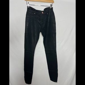 Ted Baker Esstie Waxed Black Ankle Zipper Skinny Pants Size 26.